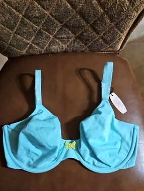 Victoria's Secret Unlined Perfect Coverage T-Shirt Underwire Blue Bra NWT